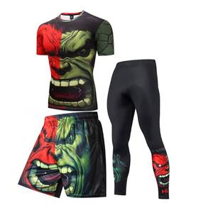 Wholesale Compression Pants Shirt Top Long Sleeve Jacket Set Suit Face Cover Gym Fitness Sets 5Pcs Men's Workout Clothes - Product Image 1