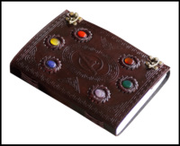 Diario de cuero genuino extra grande, cuaderno en relieve de seis piedras con papeles en blanco, diario para escribir, regalo del Día de la madre para ella