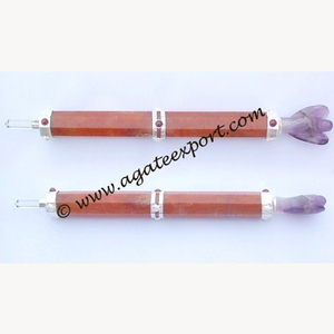 Baguettes de guérison Angle noir avec Quartz doré, accessoire de santé - Product Image 1