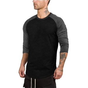Fashion Design Raglan 3/4 Sleeve Sportswear Man <strong>t</strong> <strong>Shirts</strong> Printed Plain Black Soft Cotton Workout <strong>Fish</strong> Muscle Gym Tshirt in Bulk - Product Image 4