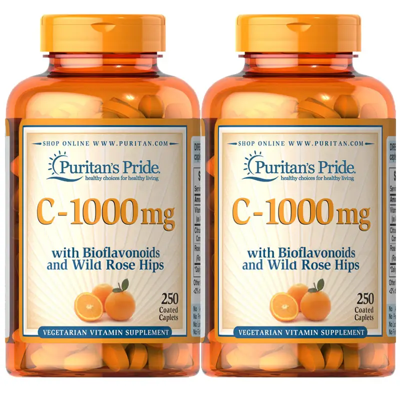 סיטונאי הפוריטנית של גאווה ויטמין C-1000 mg עם ביופלבונואידים & רוז ירכיים-250 מצופה Caplets המערכת חיסונית עשה בארה"ב