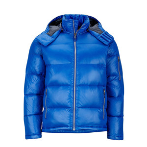 Veste à bulles de couleur bleue réfléchissante de haute qualité pour homme, doudoune d'hiver en nylon brillant - Product Image 1