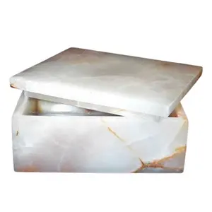 Decoratieve Witte Onyx Trinket Gift Marmer Doos Met Gladde Polish Sieraden Doos En Fancy Gift Box Voor Groothandel