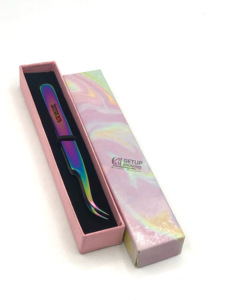 Pince à épiler d'extension de cils incurvés Plasma arc-en-ciel en acier inoxydable de meilleure qualité avec logo personnalisé Beaux instruments de beauté - Product Image 3