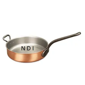 Eco Friendly Utensílios De Cozinha Frigideira De Cobre Com Punho Longo Decorativo Personalizado Acabamento Metal Fry Pan Fornecedor Da Índia