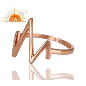 Handmade Zig Zag Design <b>Ring</b> Jewelry Wholesaler 14k Rose Gold Plated <b>Plain</b> Silver Jewelry Supplier - Product Image 2