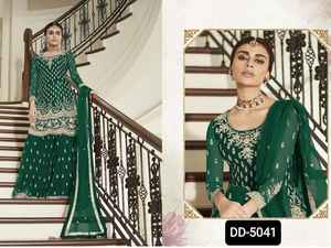 Traje Salwar Kameez de trabajo de bordado pesado de estilo de diseñador con Dupatta elegante para ropa de fiesta de mujer - Product Image 4