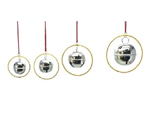 Campana de cascabel de estrella de diseño de alambre redondo, ornamento colgante de METAL dorado para Navidad, bola de hierro, producto de alta calidad para el hogar - Product Image 5