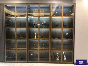 Bibliothèque NICOCABINET en bois foncé de luxe, bibliothèque modulaire moderne avec porte en verre, bibliothèque <span class=keywords><strong>Sapiens</strong></span> - Product Image 6