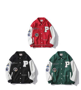 Chaqueta universitaria de lana de alta calidad para hombre, Mangas de cuero con cuello levantado, modelo de estilo de invierno bordado de retazos de chenilla personalizado - Product Image 5