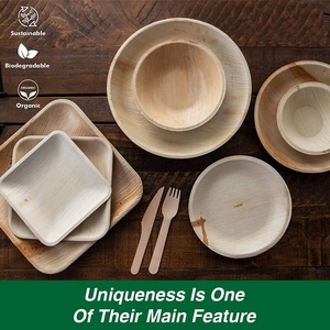 Assiettes en feuilles de palmier d'arec entièrement naturelles, sans produits chimiques végétaux, robustes, élégantes, faites à la main, écologiques, biodégradables, pour les fêtes - Product Image 3