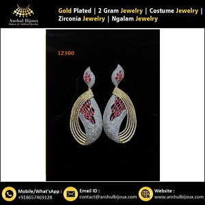 Ensemble de boucles d'oreilles pour mariée afro-américaine plaqué or, diamant, perle, fêtes de mariage, fiançailles, bijoux en cuivre, cadeau parfait - Product Image 2