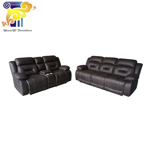 โซฟาแบบแบ่งส่วนปรับเอนได้สำหรับโฮมเธียเตอร์หนังนิ่มพร้อมโต๊ะวาดและคอนโซลเก็บของ - Product Image 2