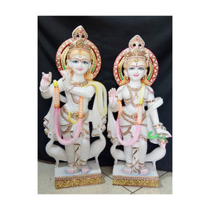 Makhanna — marbre blanc, clair, de haute qualité, personnalisé, Radha Krishna, mur pour culte, - Product Image 1