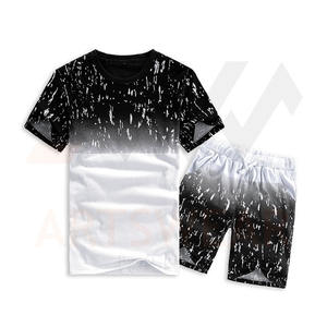 T-shirt et ensemble court pour hommes, vente en gros, sublimation 100% coton, logo personnalisé, col rond, haute qualité, été 2022 - Product Image 3