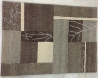 Tapis indo-népalais exclusif, noué à la main, fabriqué à la machine, 60 nœuds, tissage plat, abstrait, en laine/soie, lavable, résistant aux taches, réversible