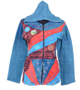 Chaqueta con capucha de corte de maquinilla de afeitar, retales bordados, bohemios, CSWJ 405A - Product Image 1