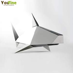 Открытый декор из нержавеющей стали акула скульптура для продажи - Product Image 6
