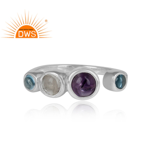 Glorious Multi Gemstone Sterling Fine <b>Silver</b> Designer Womens <b>Ring</b> Jewelry Supplier Classic Collection - Product Image 2