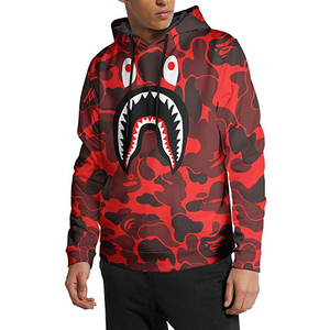 Sudaderas con estampado de cabeza de tiburón de gran tamaño de marca de diseñador, Sudadera con capucha y cremallera completa Unisex para hombres y mujeres de talla grande para invierno - Product Image 1
