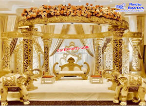 Maharani diseño boda Mandap para la venta boda india oro Rajwada Mandap boda fibra tallada Bollywood Mandap Set decoración EE. UU. - Product Image 3