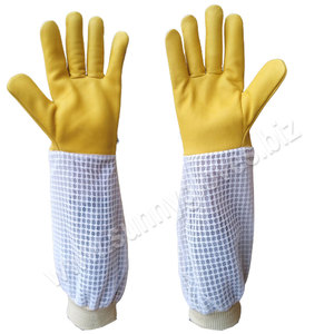 Guantes de apicultura prémium con manga de malla de 3 capas, completamente ventilados, mano con piel de vaca, Palma de cuero - Product Image 2