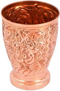 Juego de 5 jarras de limón en relieve de cobre con 4 vasos martillados decorar diseño de rosa de diamante - Product Image 4