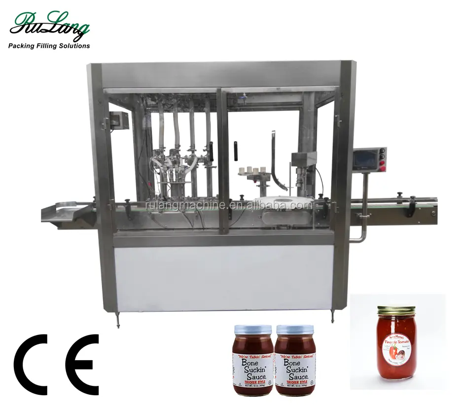 Automático salsa caliente máquina de llenado de botella de salsa de pescado máquina de llenado y tapado