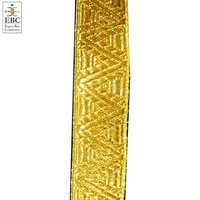Dentelle tressée écologique OEM en polyester/coton, motif feuille de chêne dorée et argentée, brodée, en gros, motif feuille de frêne
