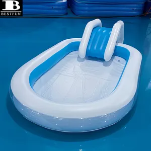 Прозрачный пластиковый надувной бассейн семейного размера с горкой для детей, детей, малышей, малышей, садовый бассейн