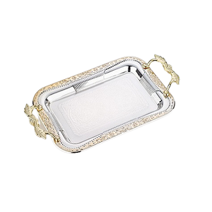 Plateau de service en acier inoxydable avec poignées en fer Plateau de service alimentaire en forme de rectangle de la plus grande qualité à bas prix - Product Image 6