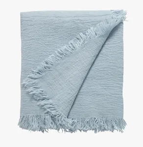 Ấn Độ Nhà Sản Xuất Bán Buôn Tùy Chỉnh Thiết Kế 100% Pháp Linen Chăn Trang Trí Có Thể Giặt Linen Ném