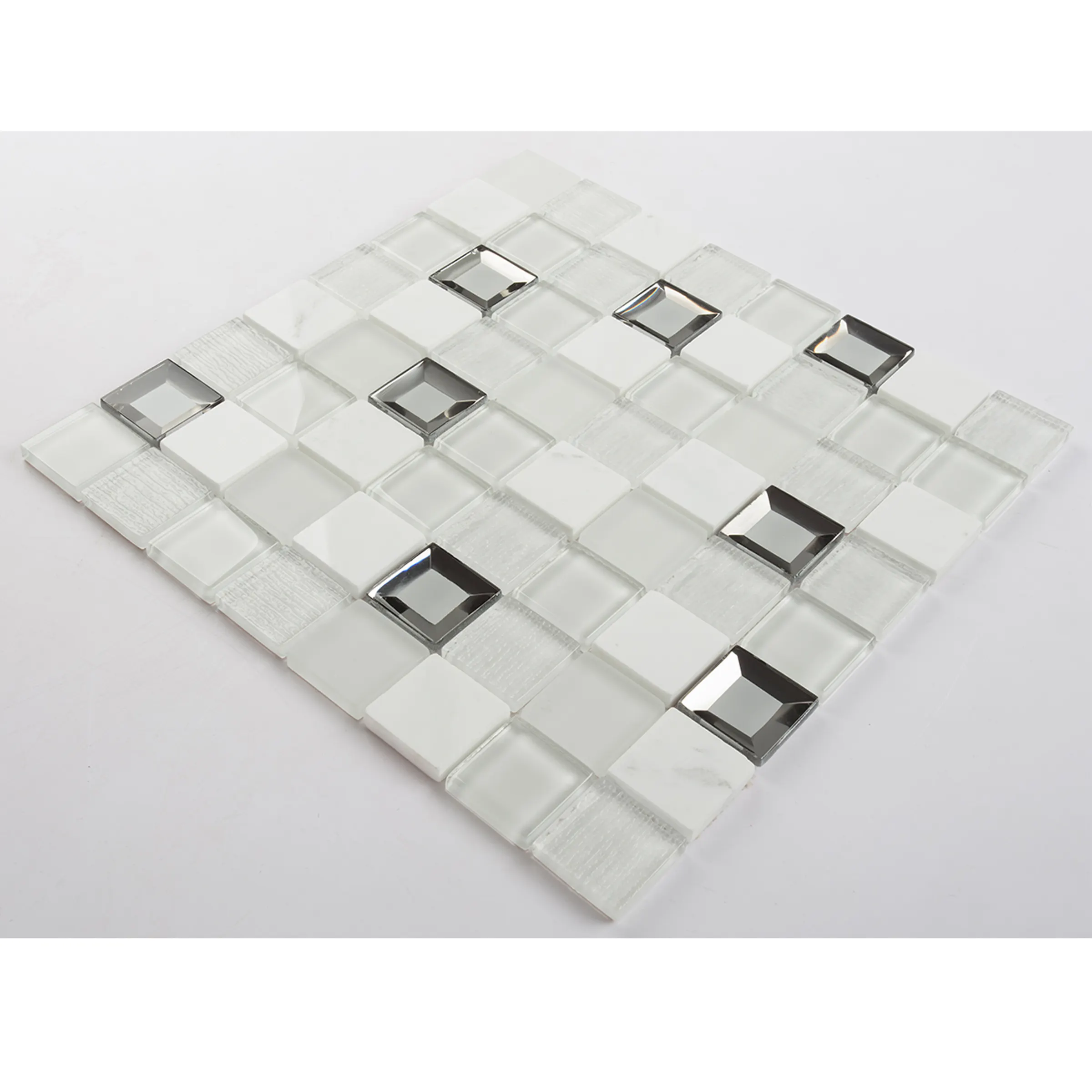 Kristal ve elmas ve taş Mix 36x36x8mm cam mozaik karo Backsplash için mutfak, banyo, oturma odası