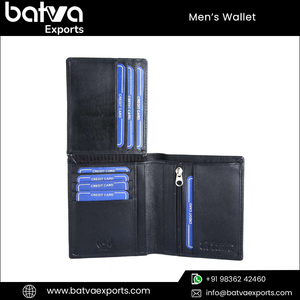 Haute qualité hommes Vintage portefeuille à deux volets élégant en cuir véritable Long court pli très demandé ouvert RFID bloquant le coton - Product Image 6