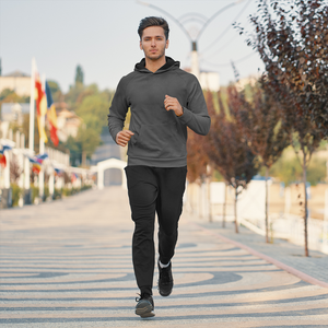 Conjunto de Sudadera con capucha para hombre, jersey de gran tamaño con estampado de manga larga, 50 algodón y 50 poliéster, color negro, venta al por mayor - Product Image 3