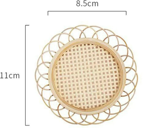 Dessous de verre en rotin de bambou faits main, accessoires de cuisine décorative pour la maison - Product Image 5
