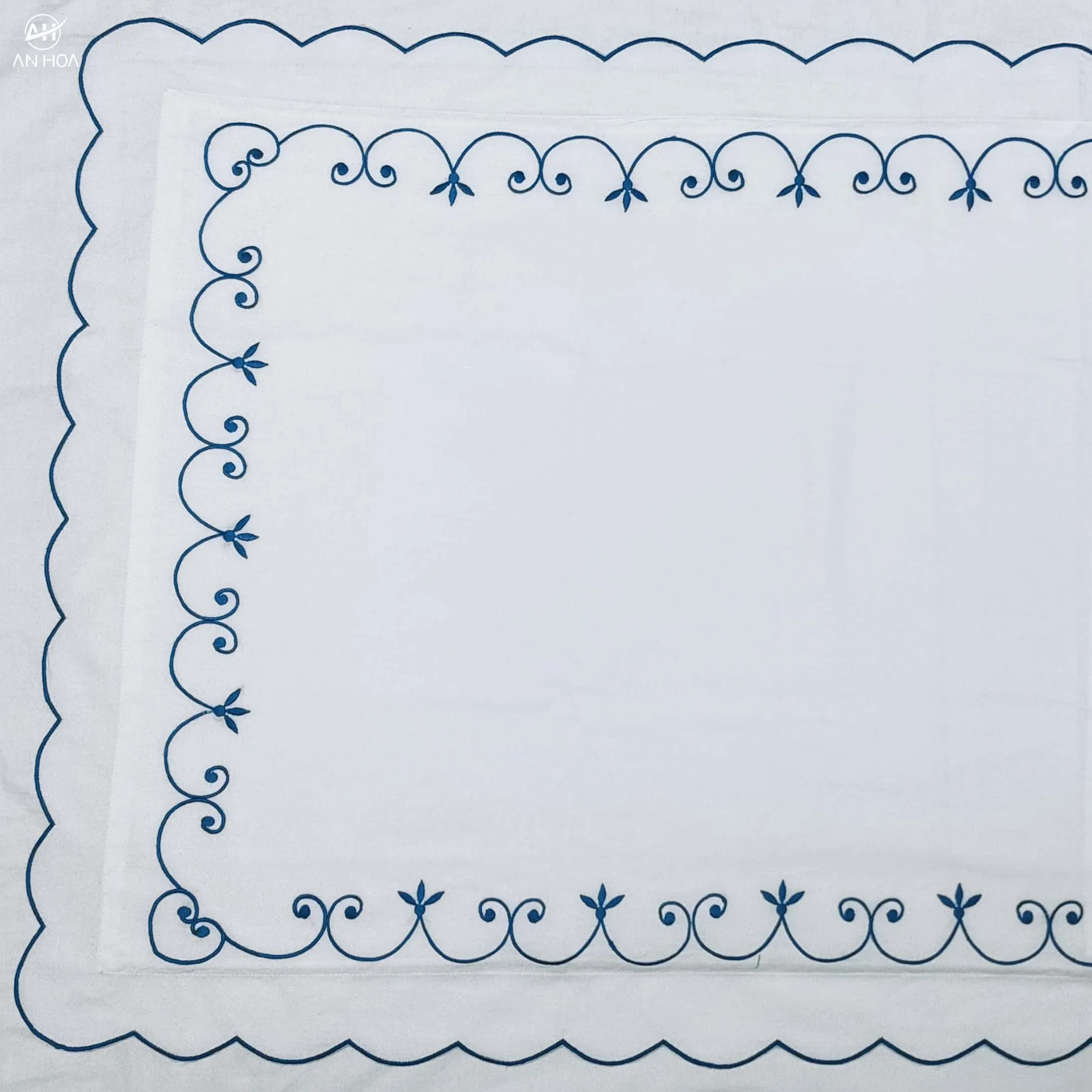 Scalloped border embroidery 100% white Egyptian cotton percale 400TC cutwork standard sham, 20" * 30"