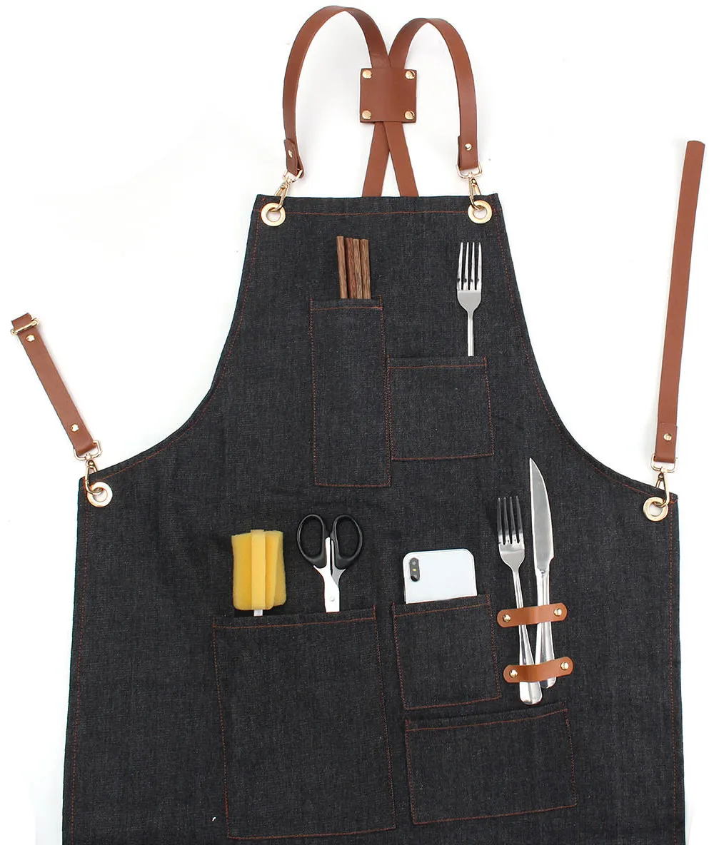 Top Quality Kitchen Aprons Multi Functional Work Apron with Custom Design Logo Cleaning Work Aprons