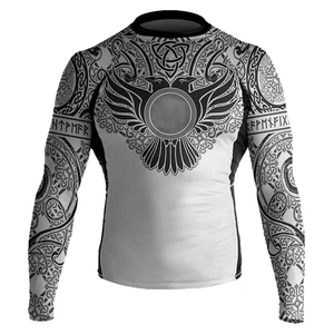 เสื้อรัชการ์ดสีดำสำหรับผู้ชาย,ฉลากส่วนตัวสำหรับการป้องกันแสงแดด UPF 50 + การฝึกอบรมการบีบอัด - Product Image 6