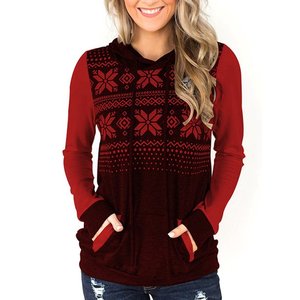 Sweat-shirt à capuche imprimé à manches longues pour femmes, avec poche, pour l'hiver - Product Image 1