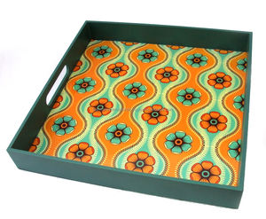 Plateau de service en bois écologique personnalisable laqué de forme ovale imprimé paon pour un usage domestique ou cadeaux promotionnels de mariage - Product Image 3