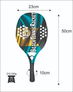 Raquettes de beach tennis personnalisées 100% verre, raquette de paddle/Padel avec poignée en fibre de carbone, poids 320-340g, vos logos, combinaisons de couleurs - Product Image 3