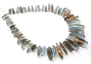 Perles en forme de bâton lisse faites à la main pierre d'aigue-marine de mousse naturelle perles de pierre d'aigue-marine de mousse naturelle uniques - Product Image 6