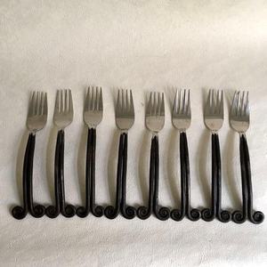 Juego de vajilla de tenedor de acero inoxidable en espiral de dos lados con espejo negro arcoíris Juego de cubiertos de acero inoxidable real - Product Image 6