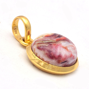 Colgante de Plata de Ley 925 con piedra preciosa de ostra Rosa natural y circonita cúbica Forma ovalada chapada en oro de 18 quilates para boda - Product Image 3