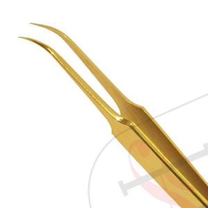 Aiguille pour Extension de cils en acier inoxydable, pince à épiler, courbe, pour Volume du nez, en or, privée, 1 pièce - Product Image 3