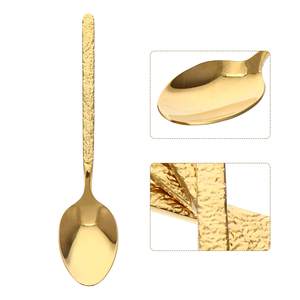 ช้อนเครื่องเงินสีทองมีดีไซน์แบบค้อนใช้ในครัวหัวสเตนเลสสตีลที่จับแบบหล่อทองเหลืองโต๊ะแบบแบน - Product Image 4