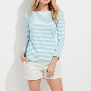 เสื้อยืดคอกลมแขนยาวลายทางสำหรับผู้หญิง,แนวลำลอง - Product Image 3