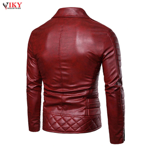 Moda Casual cuero sólido cremallera chaqueta precio al por mayor hombres usan chaqueta de cuero de moda - Product Image 2