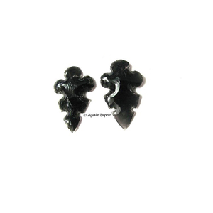 หัวลูกศรออบซิเดียนดอกไม้สีดำ | หัวลูกศรทำมือตามธรรมชาติสำหรับขายและส่งออกหินกึ่งมีค่า - Product Image 1